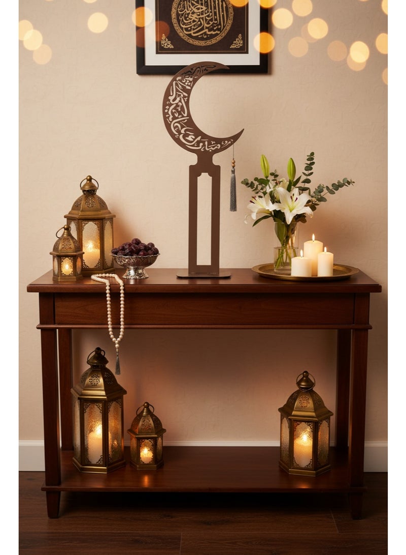 AKDC زينة معدنية على شكل هلال رمضان، إكسسوارات زخرفية لمدخل المنزل، زينة للطاولة - Image 2